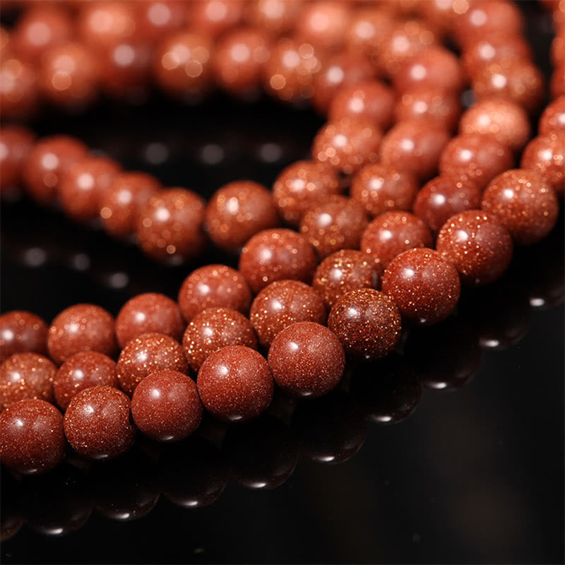 108 Bead Goldstone Gemstone Mala Bracelet for Confidence