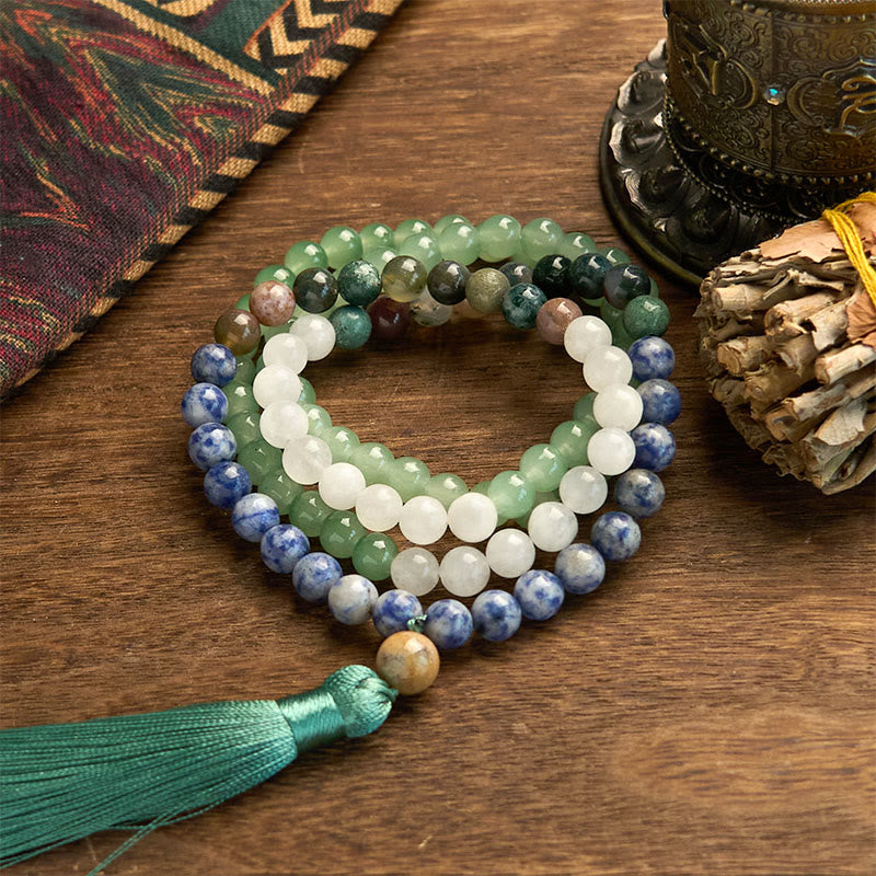 108 Bead Green Aventurine Mala Bracelet for Luck & Balance