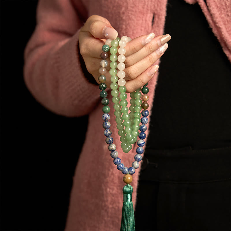 108 Bead Green Aventurine Mala Bracelet for Luck & Balance