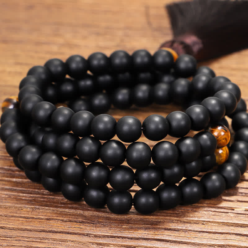 108 Bead Mala Frosted Stone Tiger Eye Balance Bracelet Necklace