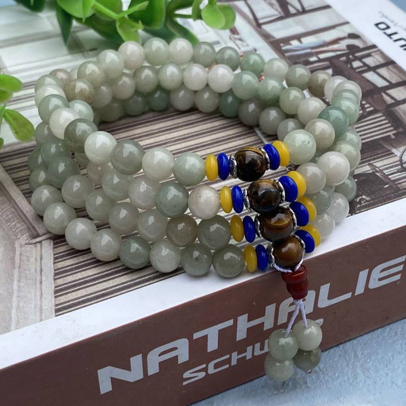108 Bead Shetai Jade Luck Prosperity Mala Bracelet