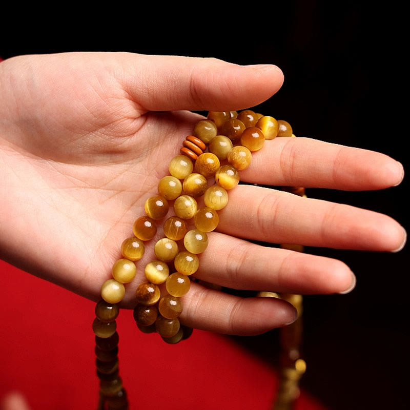 108 Bead Tiger Eye Protection Mala Bracelet 6mm or 8mm