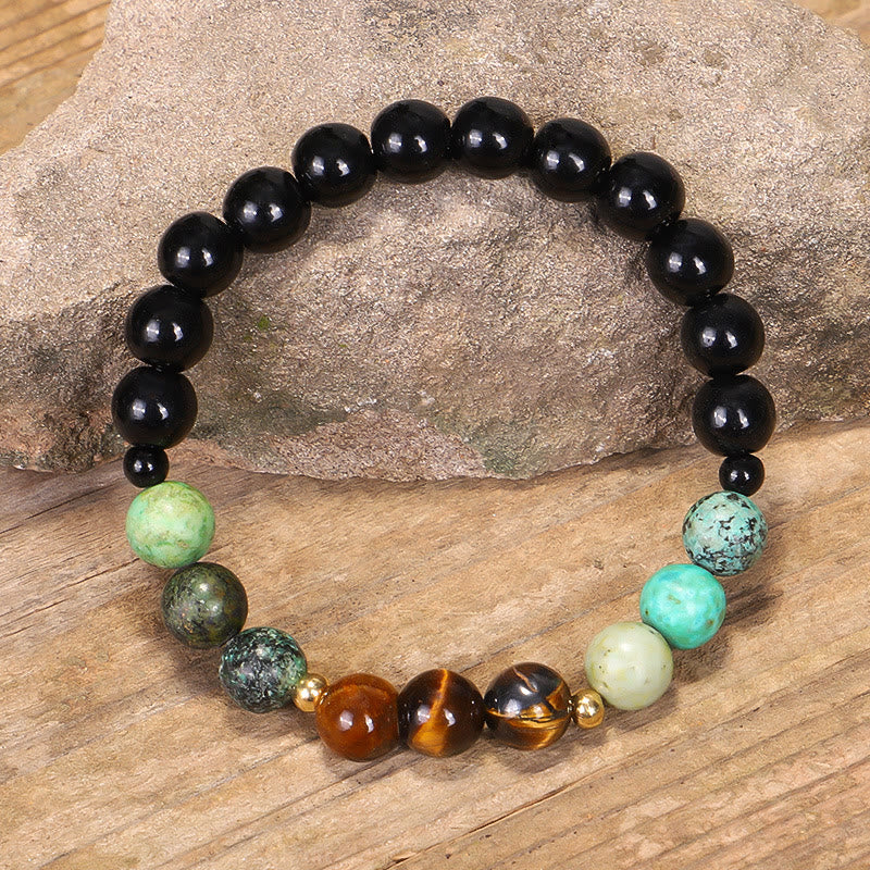 108 Bead Tiger Eye Turquoise Gemstone Mala Bracelet