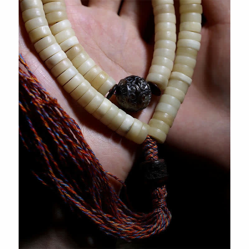 108 Bead Yak Bone Mala Bracelet for Strength and Balance