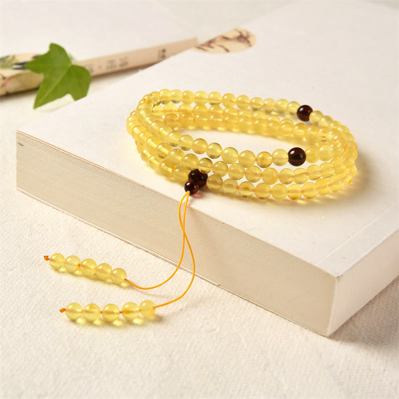 108 Beads Amber Gemstone Mala Bracelet for Anxiety Relief