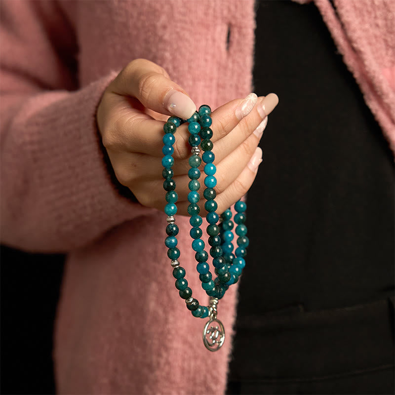 108 Beads Apatite Gemstone Mala Bracelet for Meditation