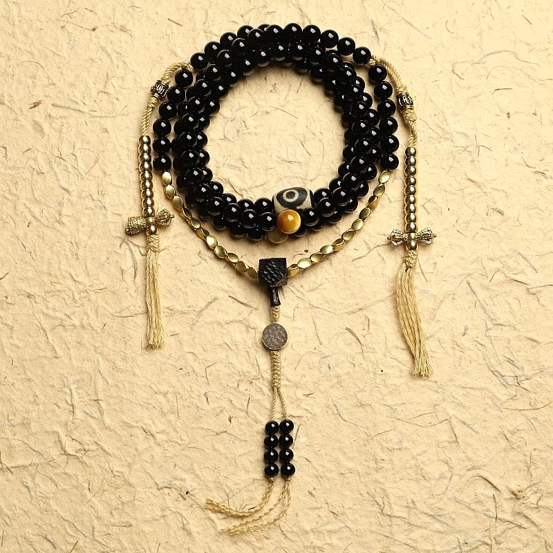 108 Beads Black Onyx Protection Gemstone Mala Bracelet