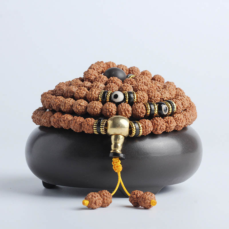 108 Beads Bodhi Seed Mala Bracelet for Meditation & Luck