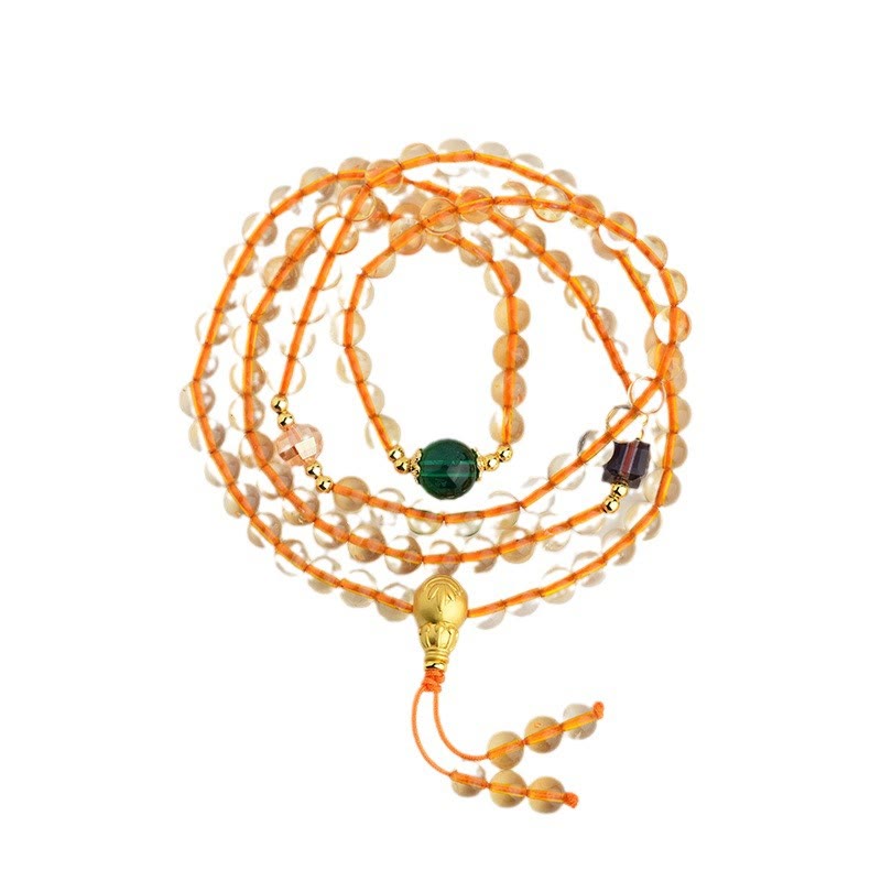 108 Beads Citrine Mala Bracelet for Happiness & Prosperity
