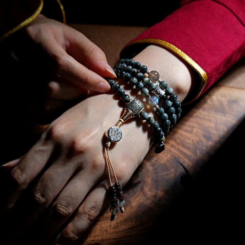 108 Beads Eagle's Eye Stone Mala Bracelet for Positive Energy