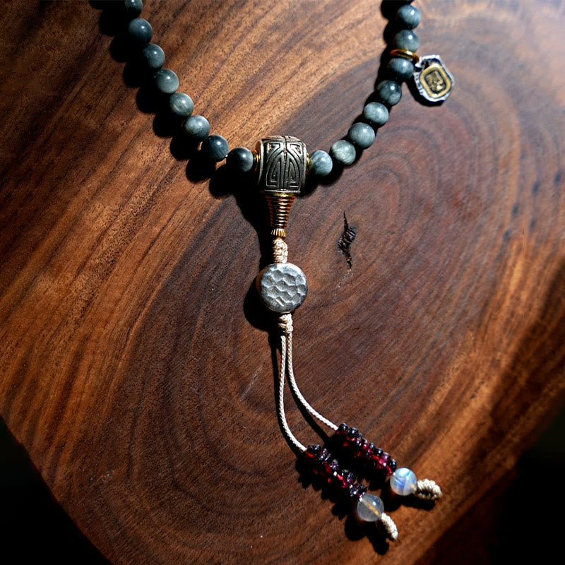 108 Beads Eagle's Eye Stone Mala Bracelet for Positive Energy