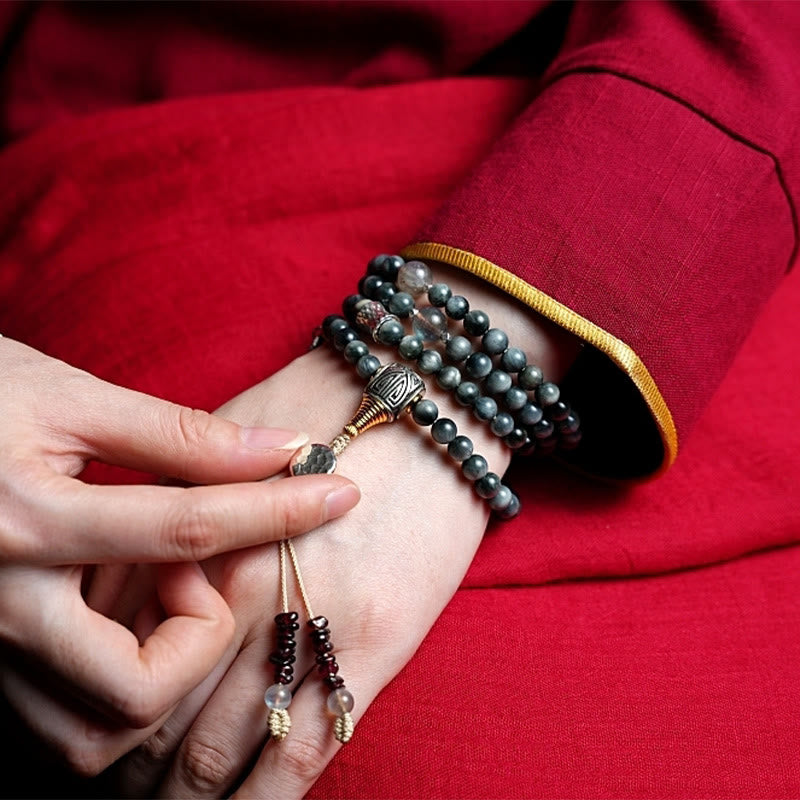 108 Beads Eagle's Eye Stone Mala Bracelet for Positive Energy