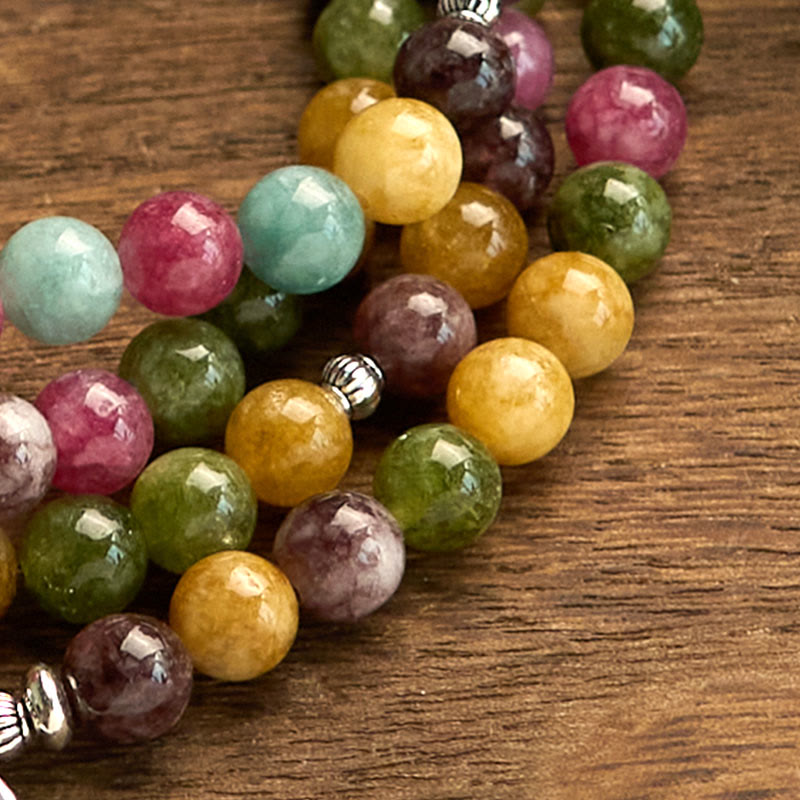 108 Beads Tourmaline Lotus Wisdom Mala Bracelet
