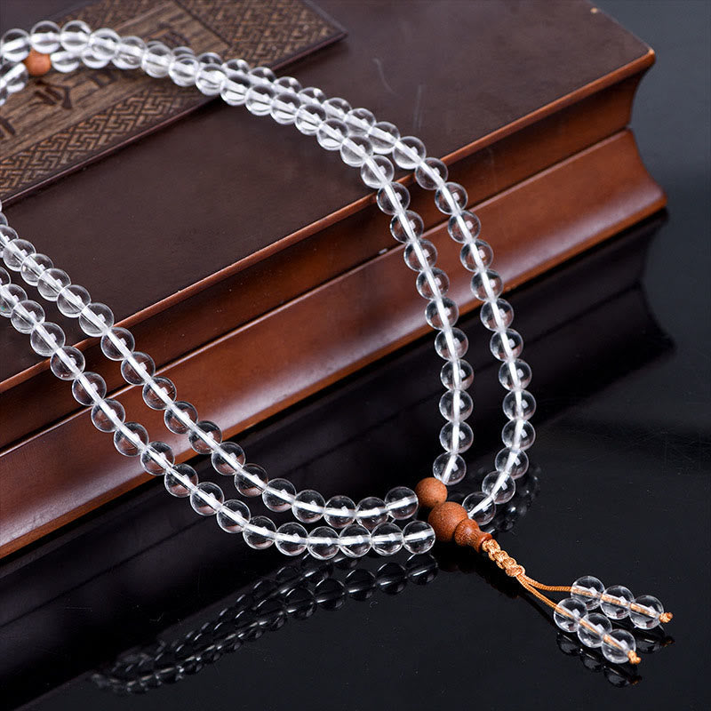 108 Beads White Crystal Sandalwood Healing Bracelet 6mm