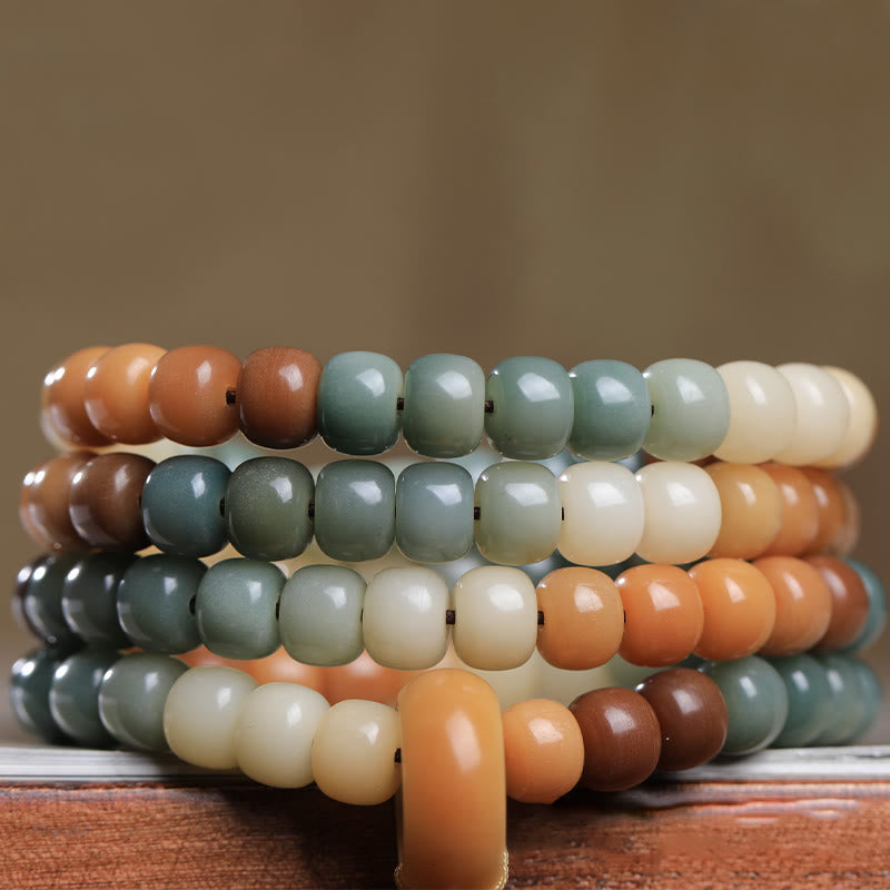 108-Count Bodhi Seed Mala Bracelet with Green Tara for Peace