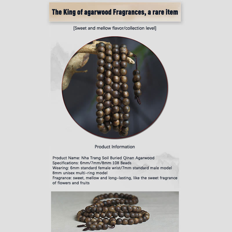 108 Mala Beads Agarwood Bracelet for Balance & Strength