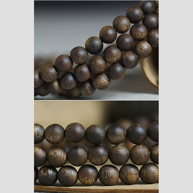 108 Mala Beads Agarwood Bracelet for Balance & Strength