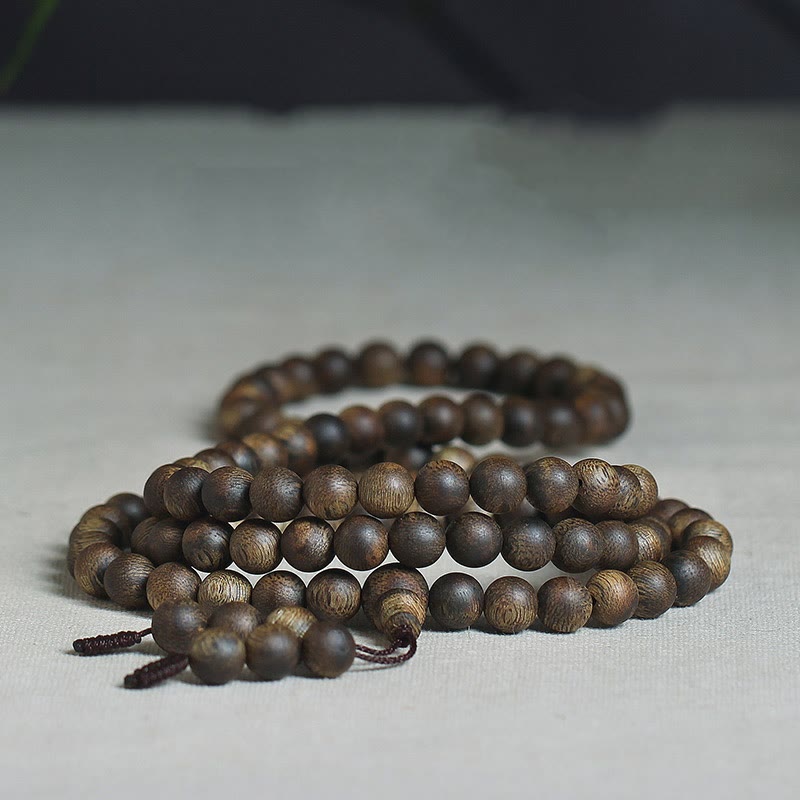 108 Mala Beads Agarwood Bracelet for Balance & Strength