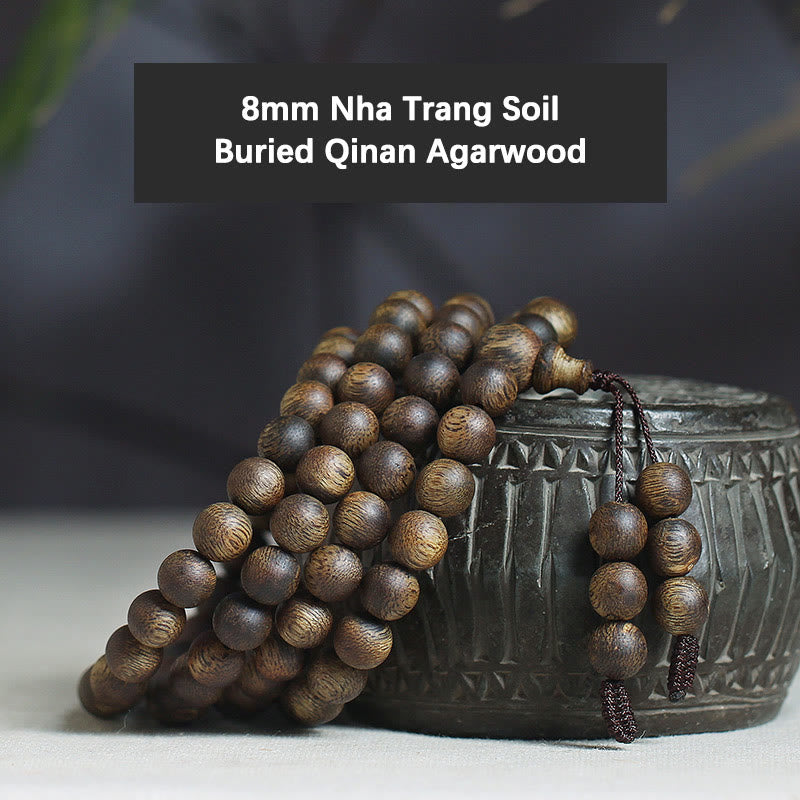 108 Mala Beads Agarwood Bracelet for Balance & Strength