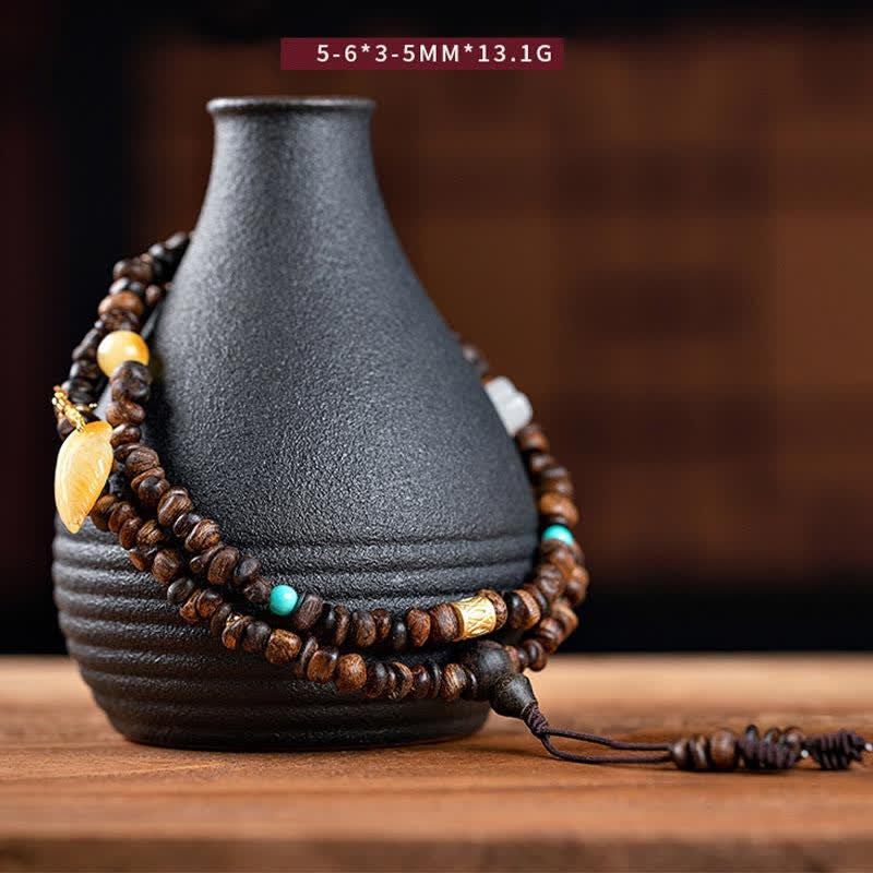 108 Mala Beads Agarwood Bracelet for Peace & Strength