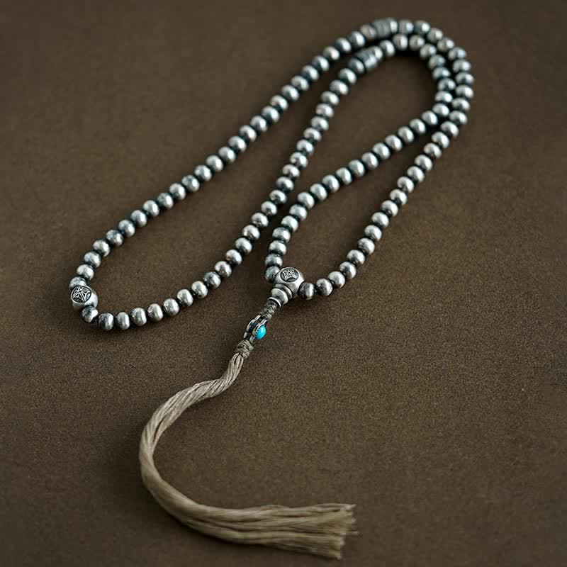 108 Mala Beads Sterling Silver Red Agate Turquoise Confidence Bracelet