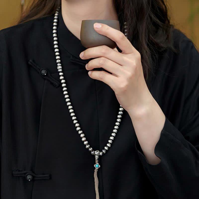 108 Mala Beads Sterling Silver Red Agate Turquoise Confidence Bracelet