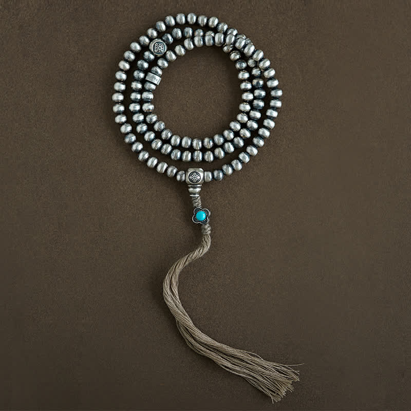 108 Mala Beads Sterling Silver Red Agate Turquoise Confidence Bracelet