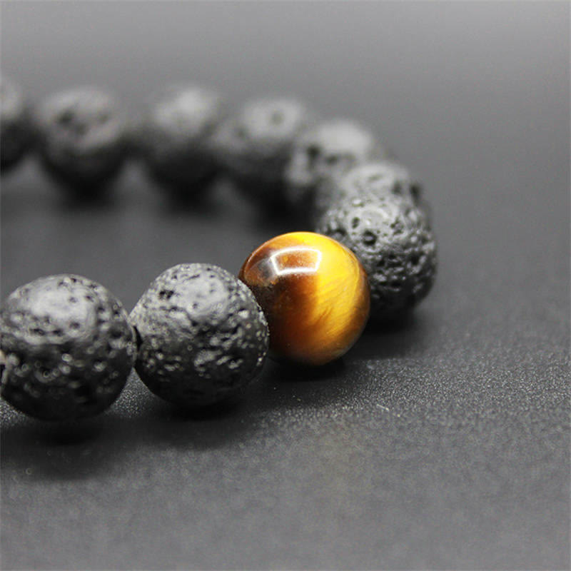 10mm Lava Rock Tiger Eye Peace Healing Bracelet
