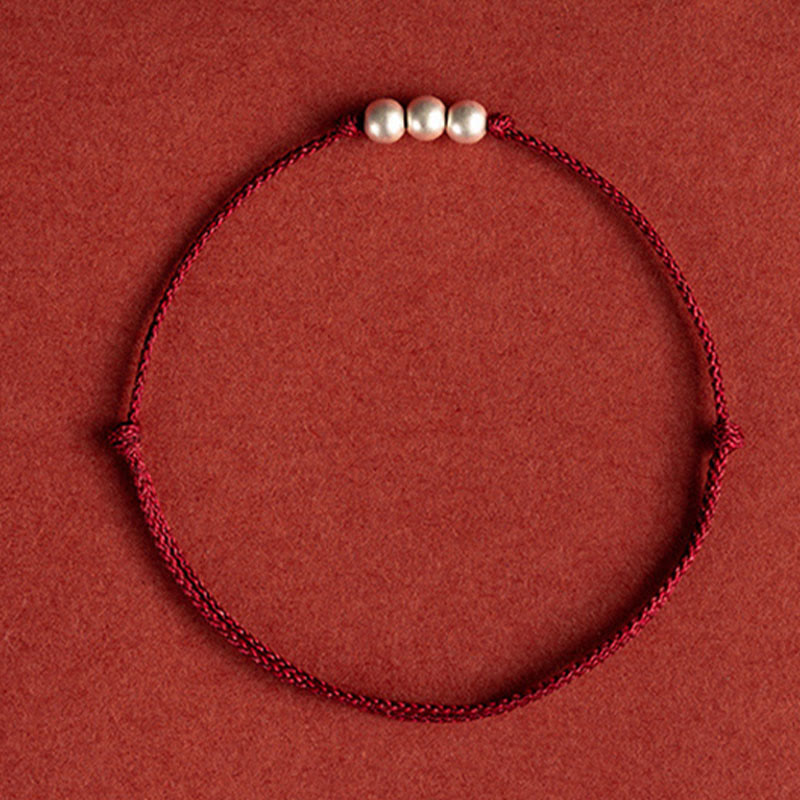 925 Sterling Silver Red String Protection Bracelet Anklet