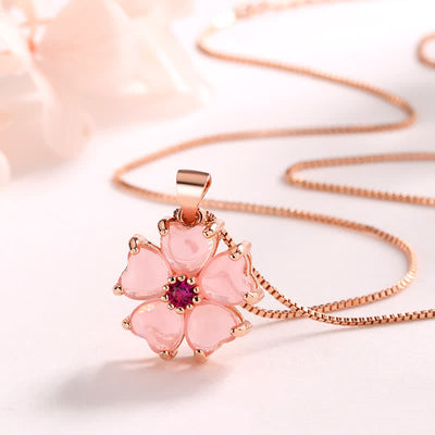 Pink Crystal Love Heart Necklace | Soothing Copper Pendant