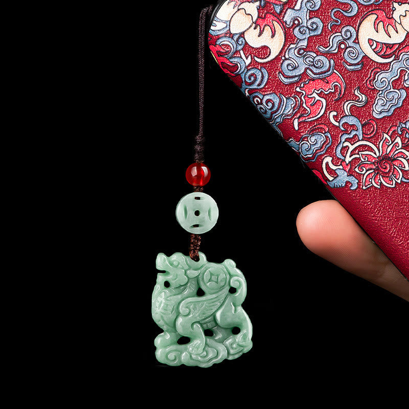 Natural Jade Kirin Prosperity Hanging Decoration for Phone