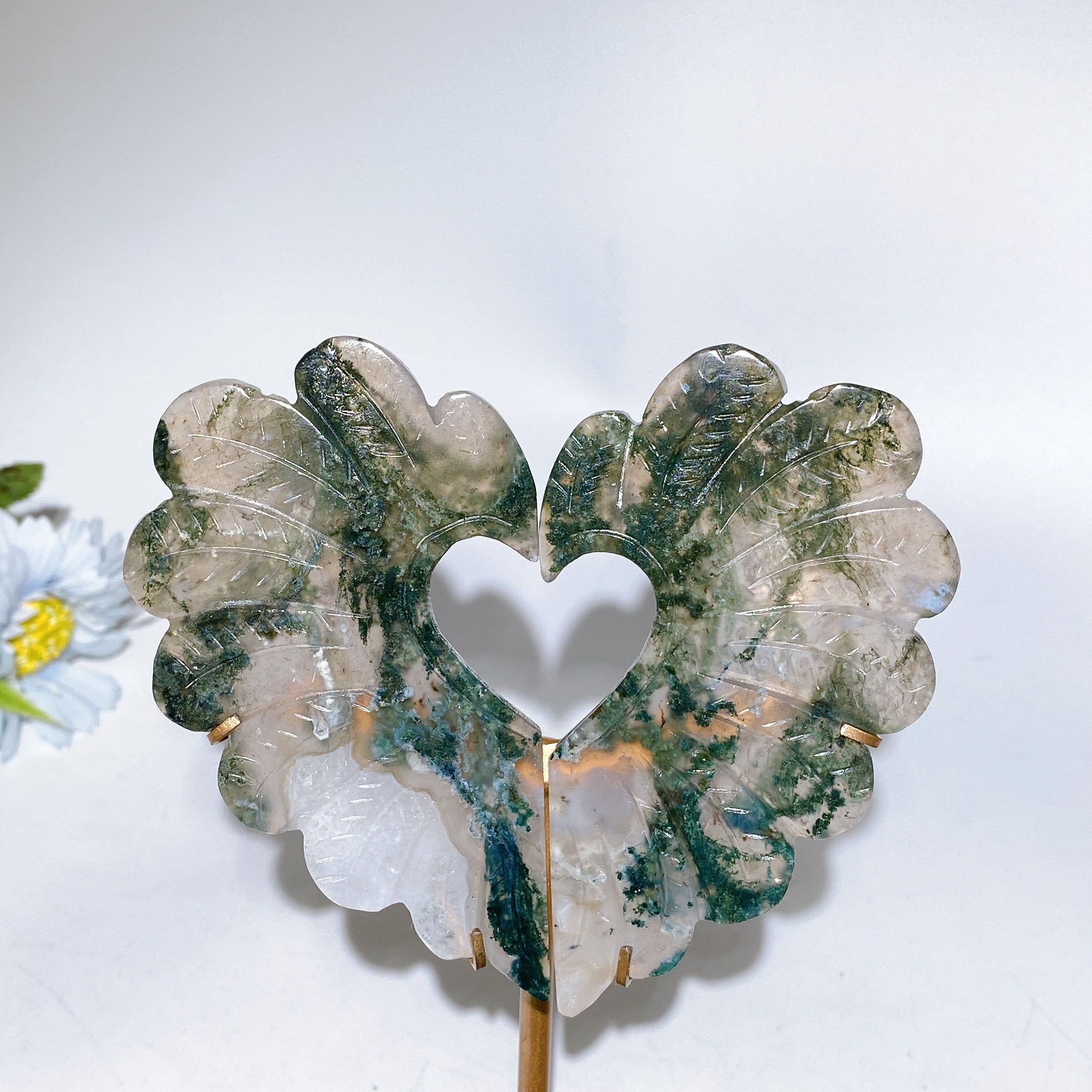 10cm Crystal Heart Wings Carving with Stand - Healing Crystals