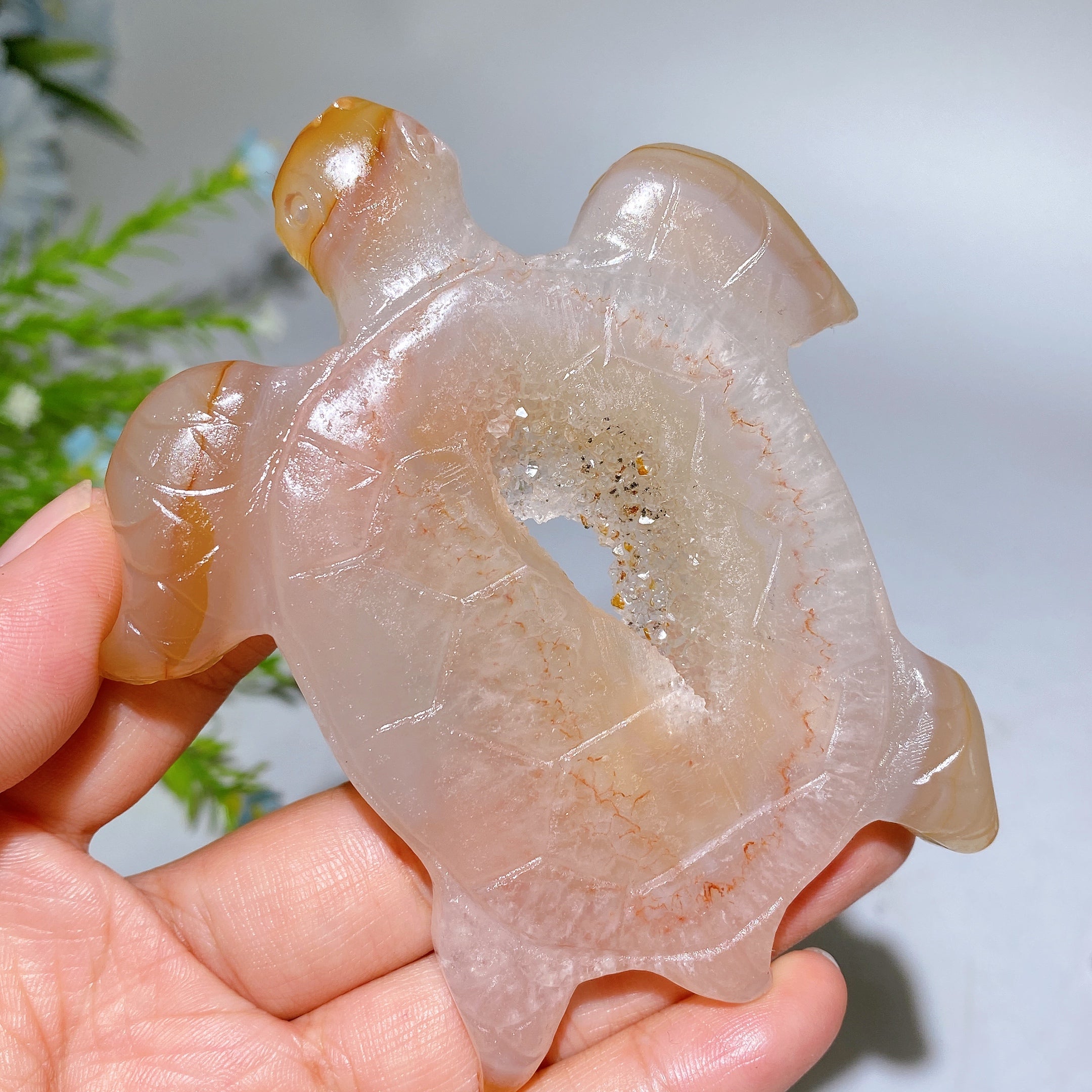 10cm Druzy Agate Crystal Turtle Carving for Healing