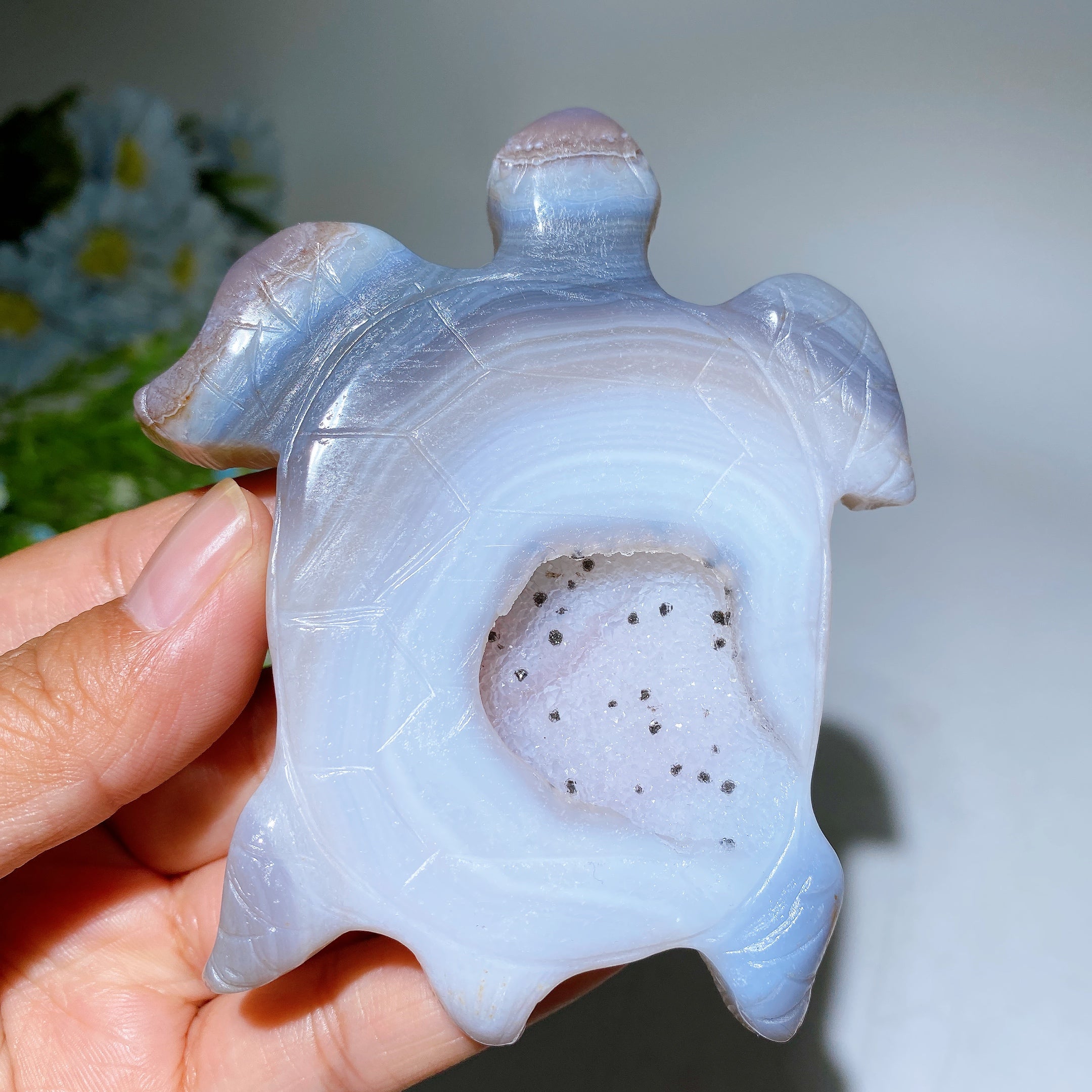 10cm Druzy Agate Crystal Turtle Carving for Healing