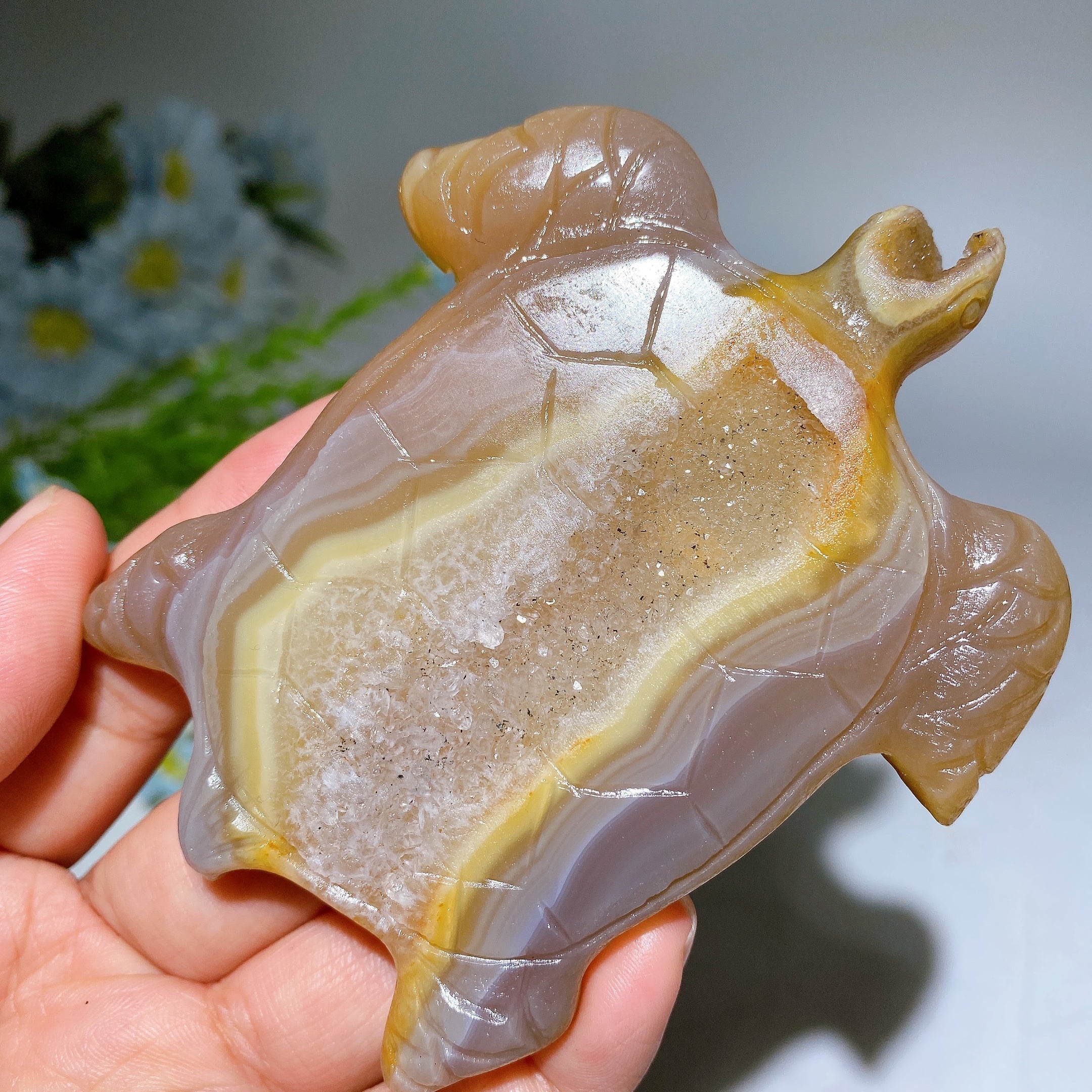 10cm Druzy Agate Crystal Turtle Carving for Healing