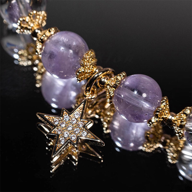 10mm Amethyst Inner Peace Healing Star Charm Bracelet