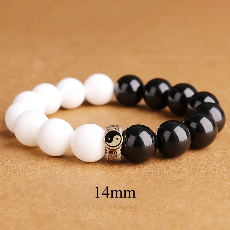 10mm Black Obsidian Yin Yang Strength Bracelet