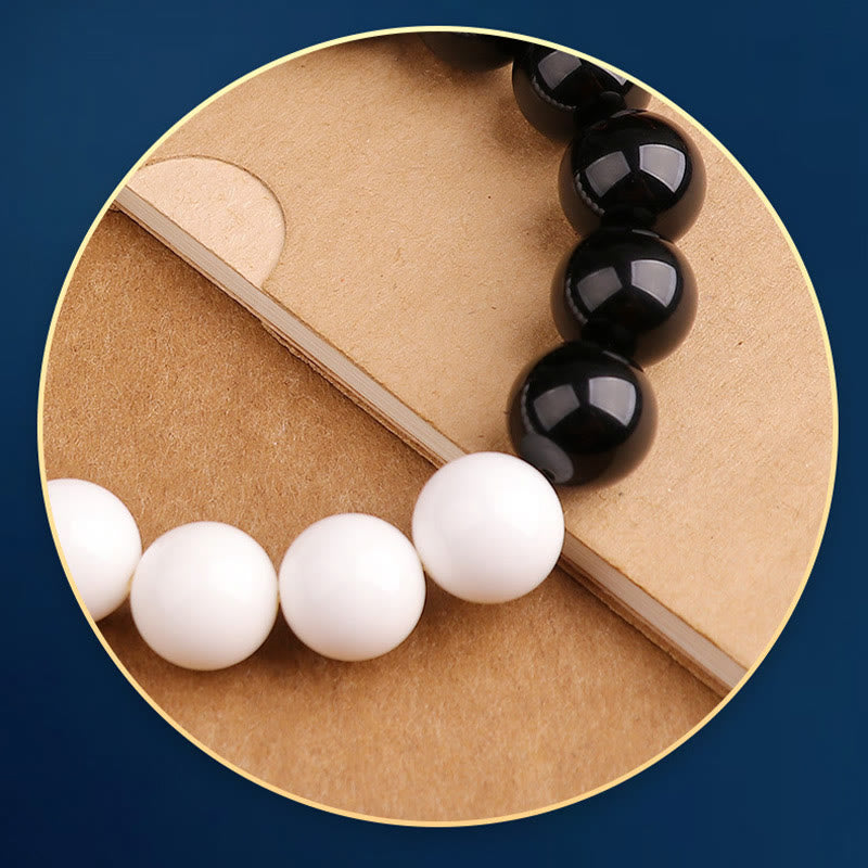 10mm Black Obsidian Yin Yang Strength Bracelet