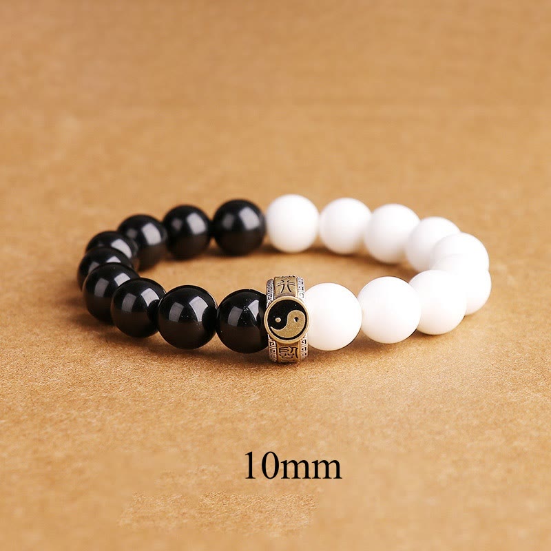 10mm Black Obsidian Yin Yang Strength Bracelet