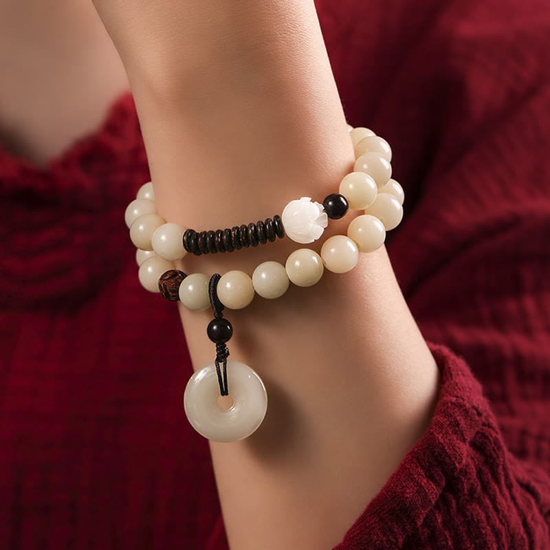 10mm Bodhi Seed Green Sandalwood Lotus Bracelet | Harmony Peace