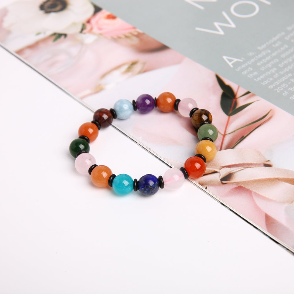 10mm Chakra Crystal Healing Bracelet for Energy Balance