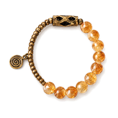 10mm Citrine Protection Bracelet for Prosperity & Joy, Citrine 10mm, on a white background