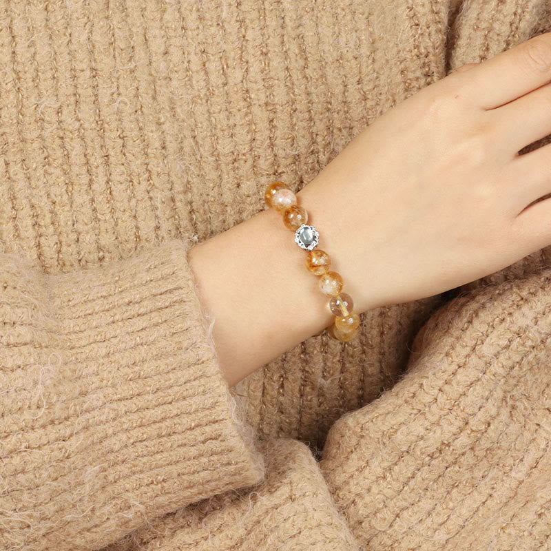 10mm Citrine Rutilated Quartz Prosperity Bracelet