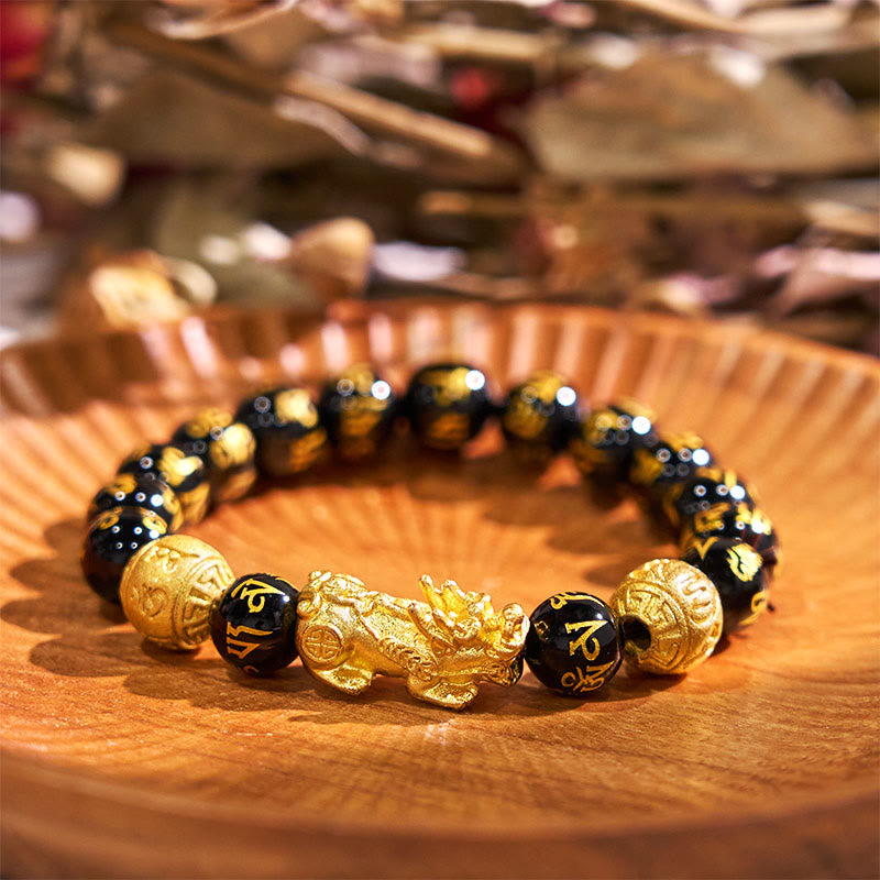 10mm FengShui PiXiu Obsidian Wealth & Protection Bracelet