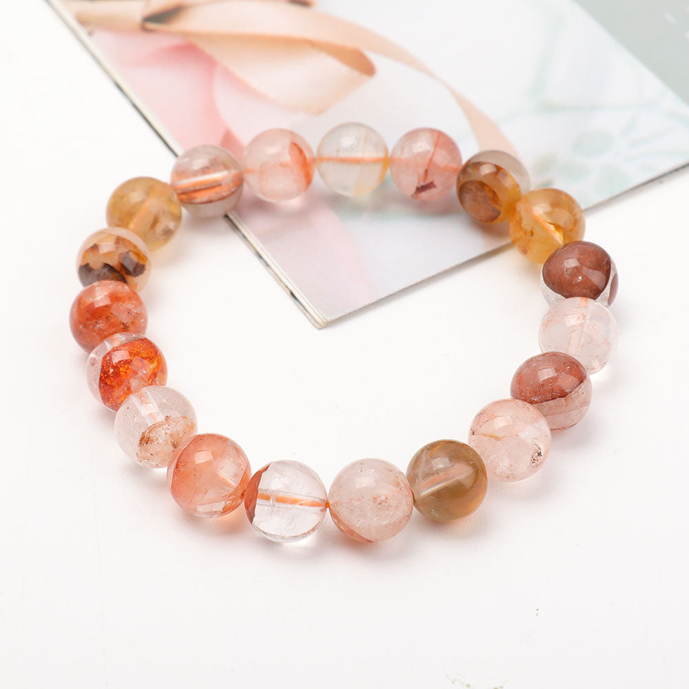 10mm Fire Quartz Clear Quartz Bracelet for Energy Healing