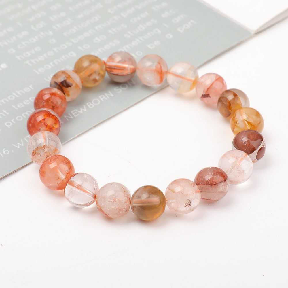 10mm Fire Quartz Clear Quartz Bracelet for Energy Healing
