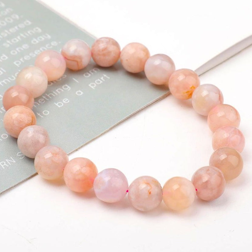 10mm Flower Agate Bracelet for Healing & Balance