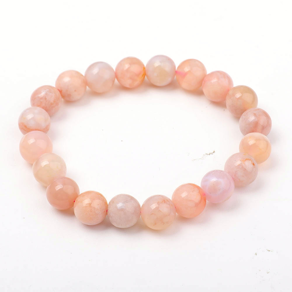 10mm Flower Agate Bracelet for Healing & Balance