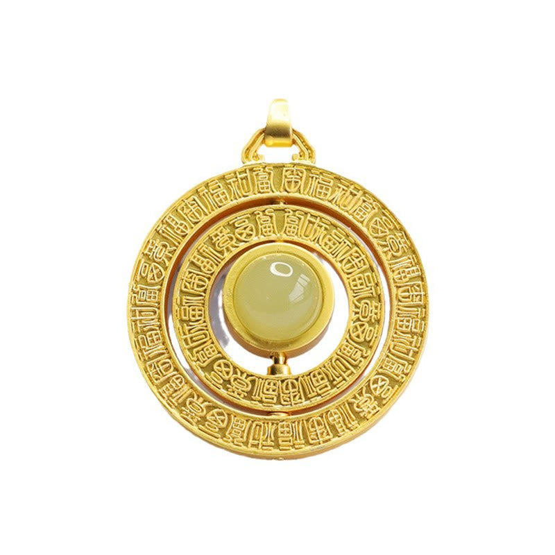 10mm Hetian Jade Hundred Blessings Rotatable Necklace Pendant