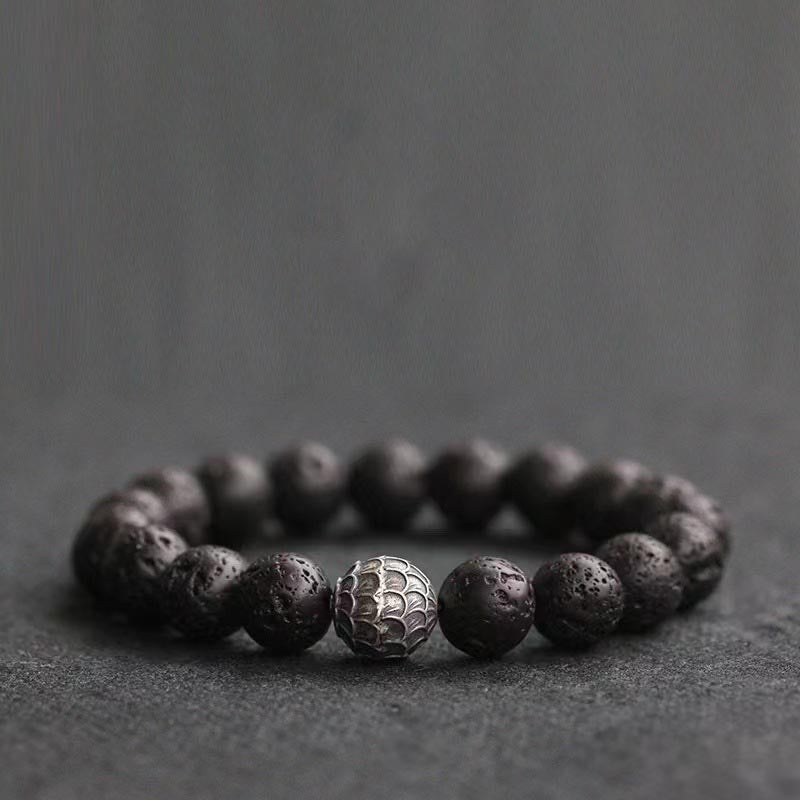 10mm Lava Rock Spiritual Healing Bracelet for Grounding